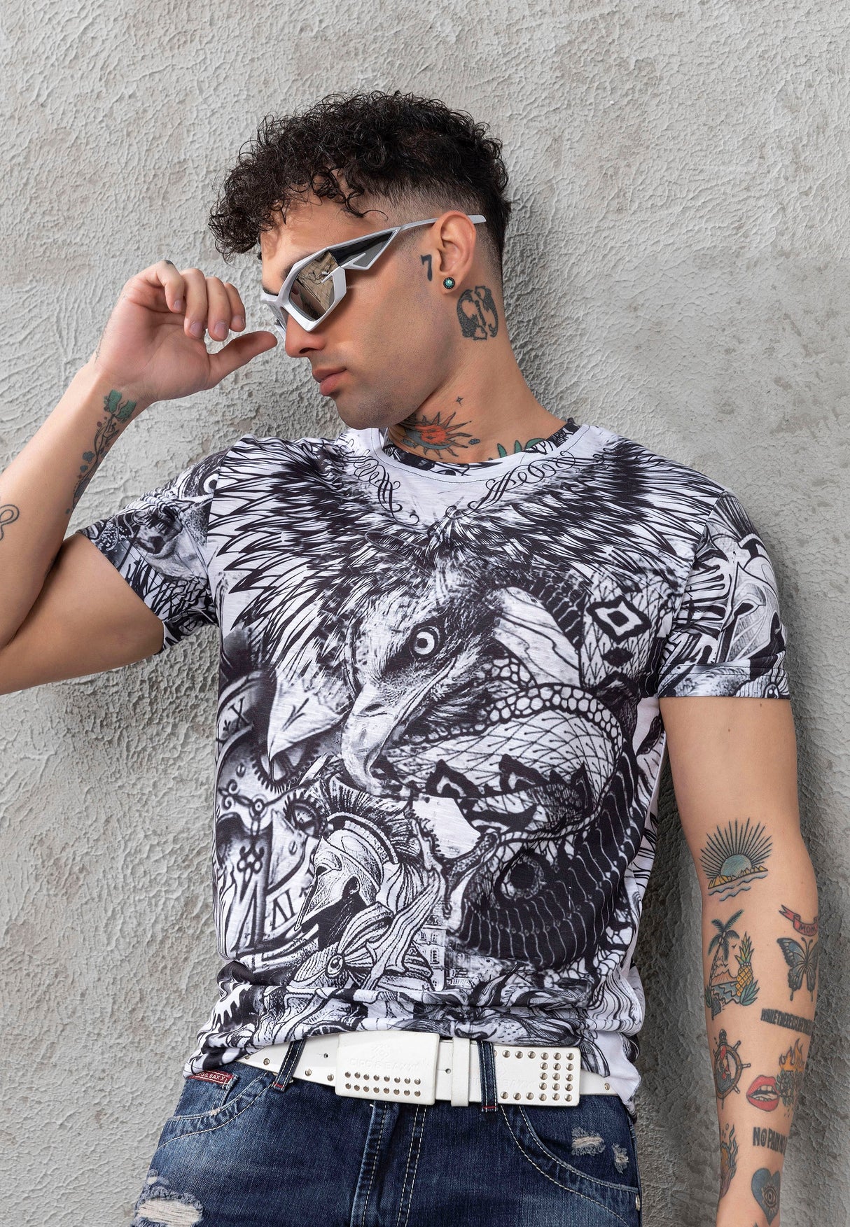 CT781 Men's T-shirt with large eagle print