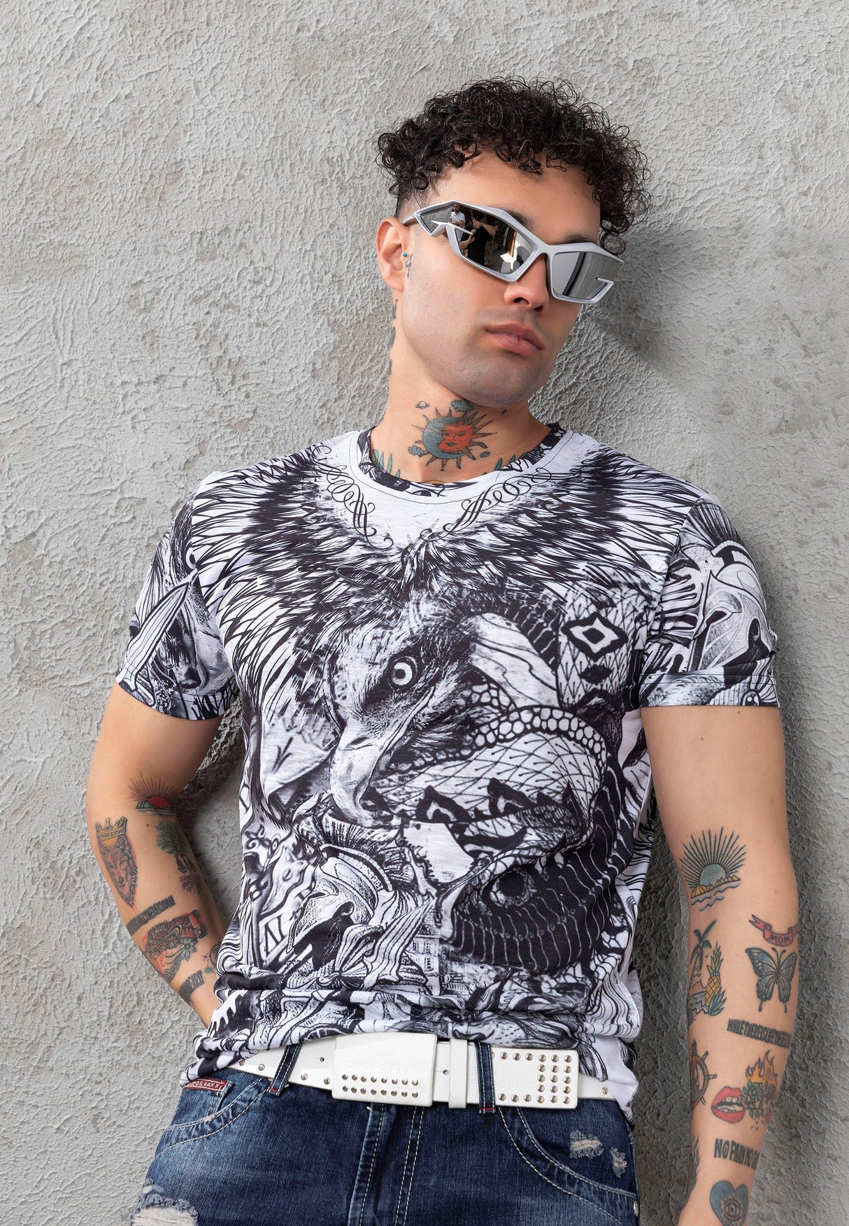 CT781 Men's T-shirt with large eagle print