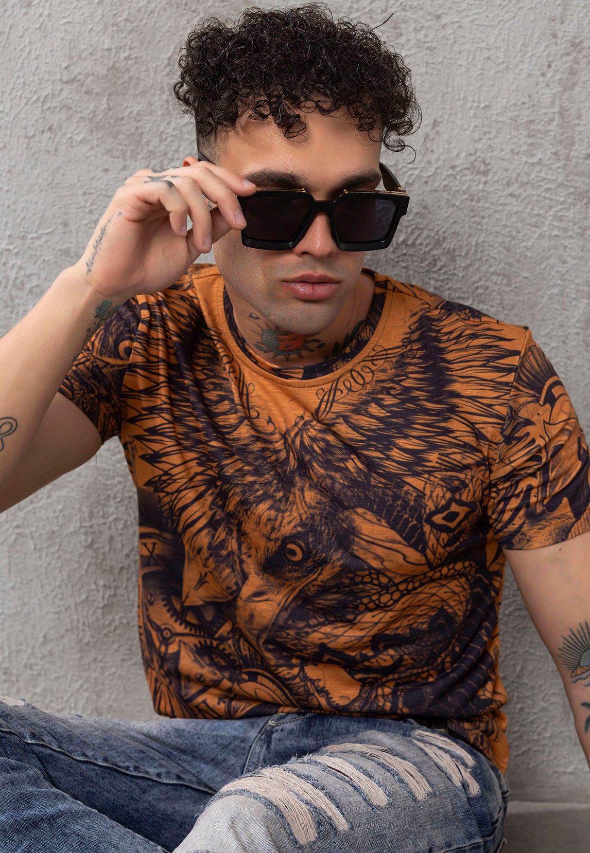 CT781 Men's T-shirt with large eagle print