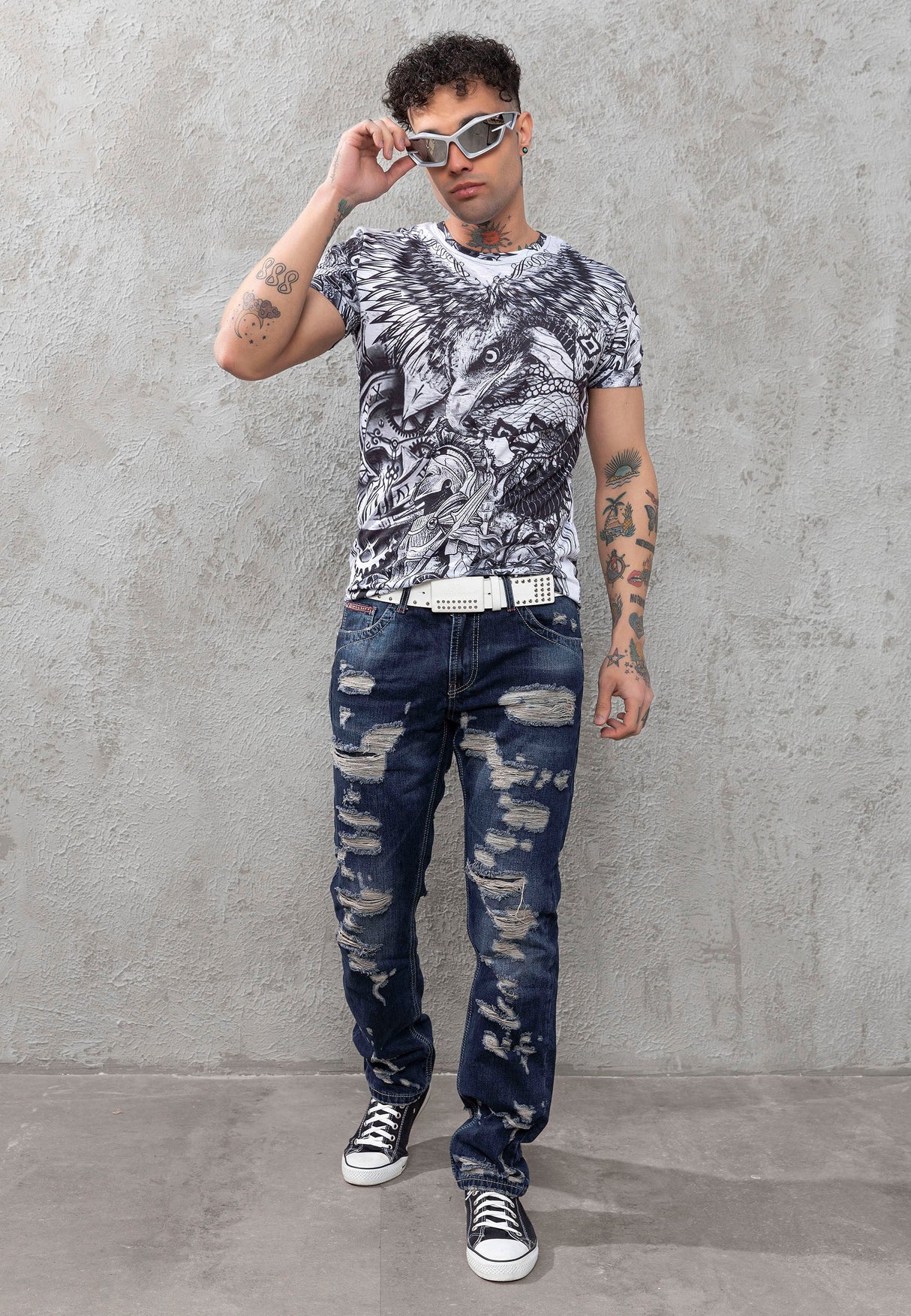 CT781 Men's T-shirt with large eagle print