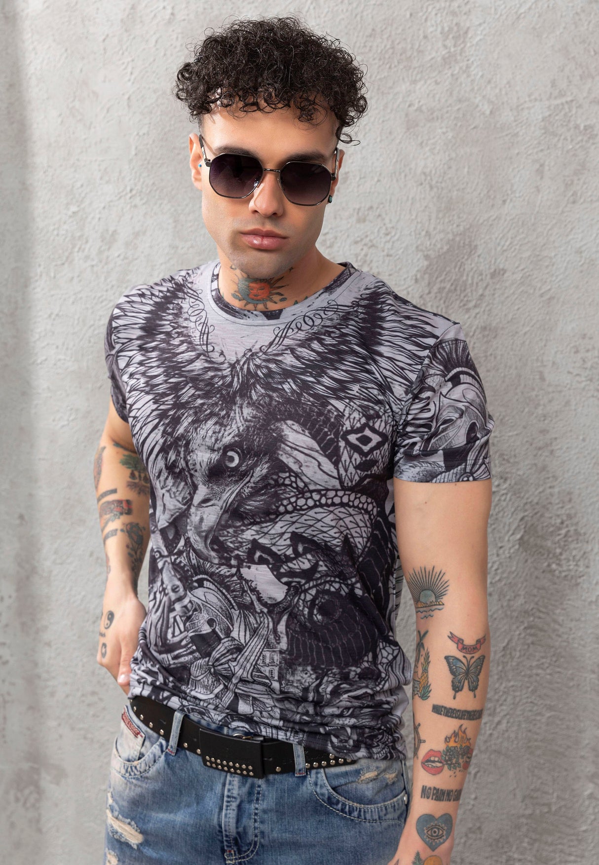 CT781 Men's T-shirt with large eagle print