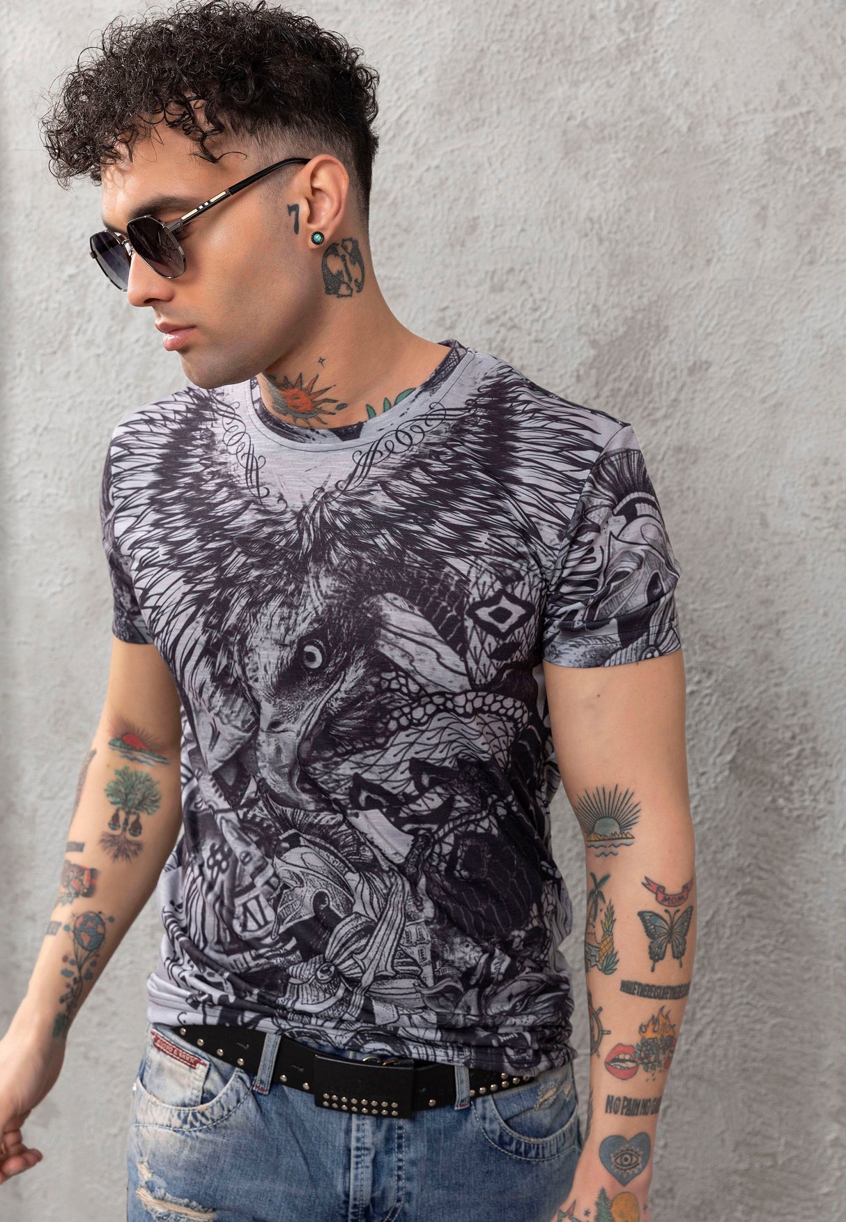 CT781 Men's T-shirt with large eagle print