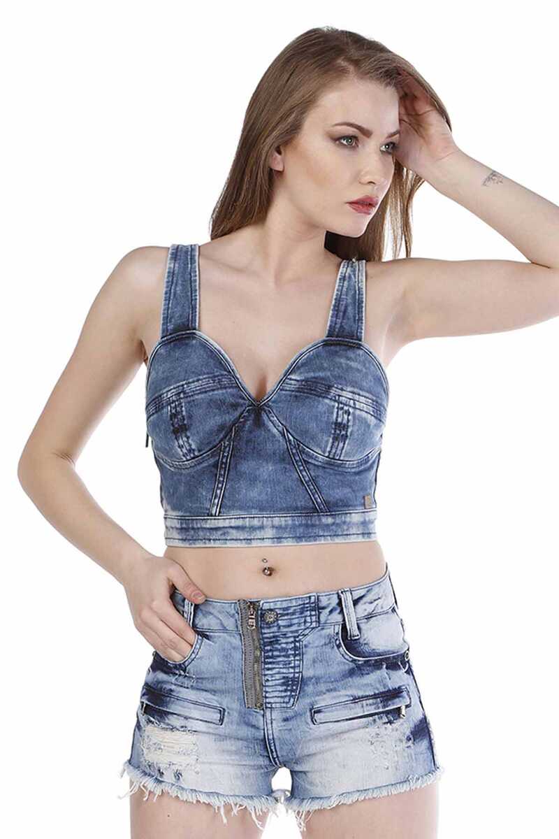 WB100 women's denim bustier with cool