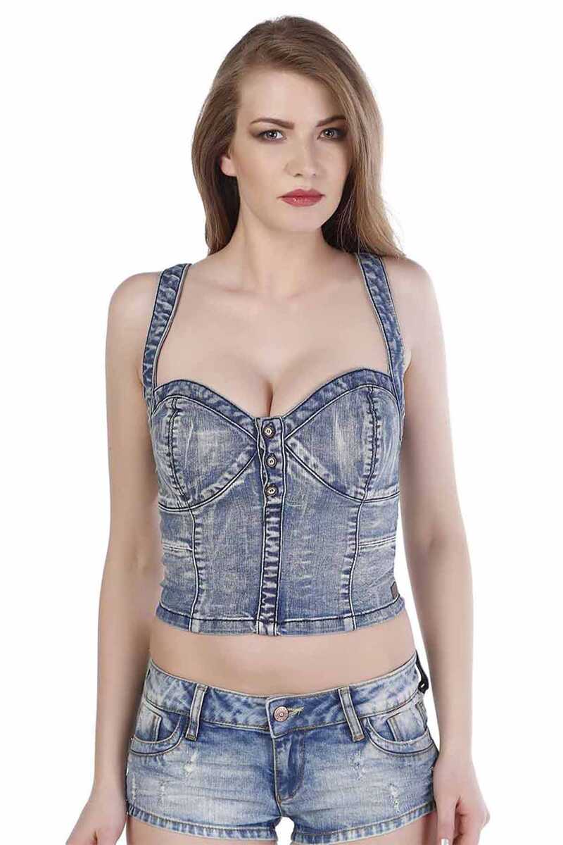 WB101 Women's denim bustier with cool