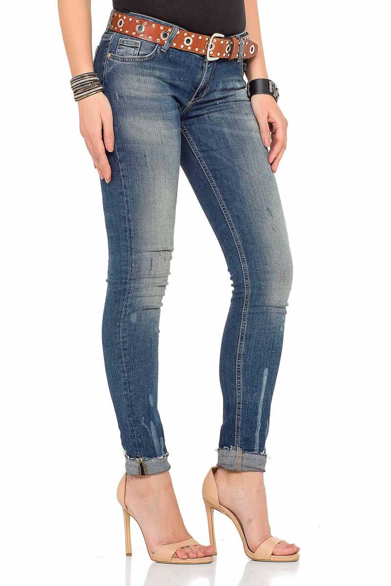 WD349 Women's comfortable jeans with trendy used elements