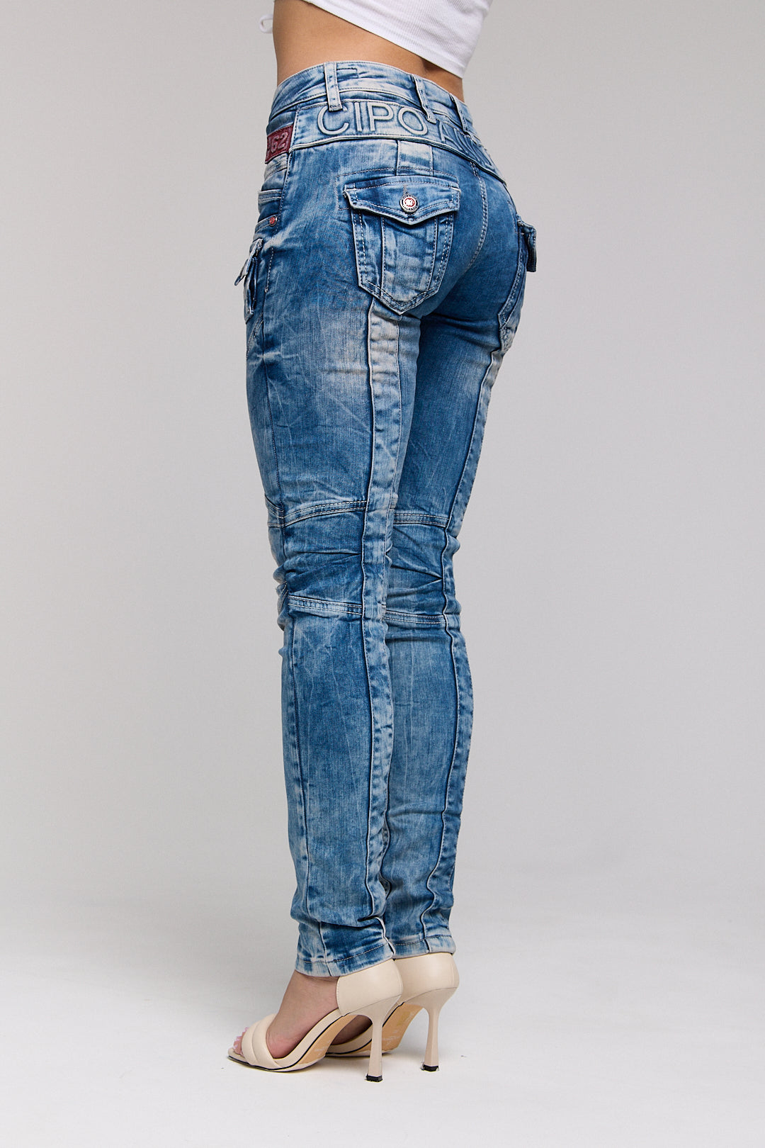 WD358 Women's comfortable jeans with fashionable decorative seams