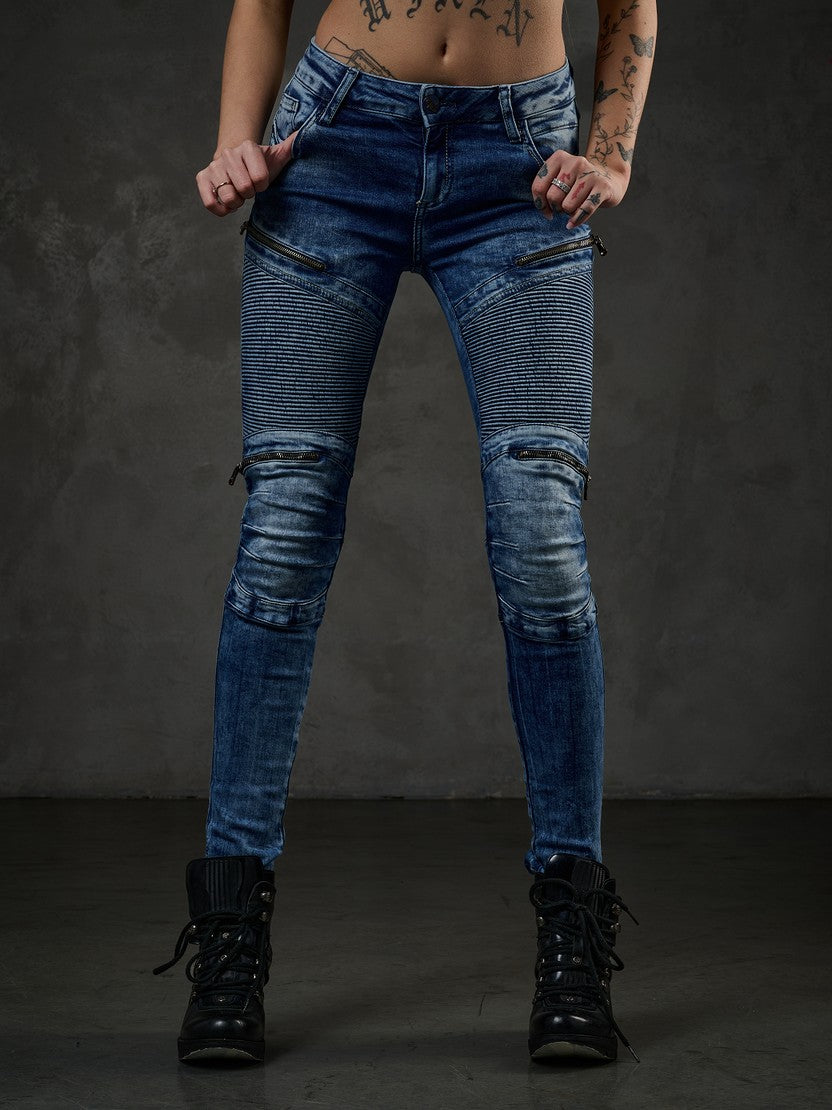 WD365 – Women's jeans with zipper details and biker style