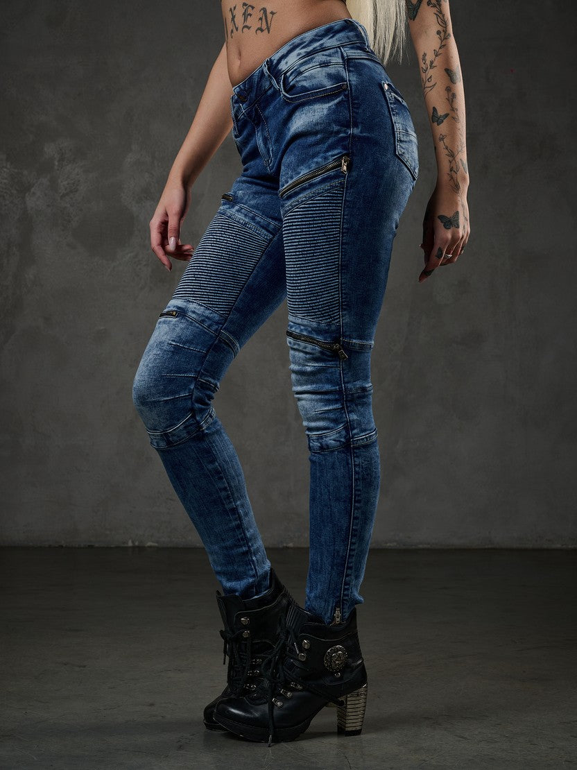 WD365 – Women's jeans with zipper details and biker style