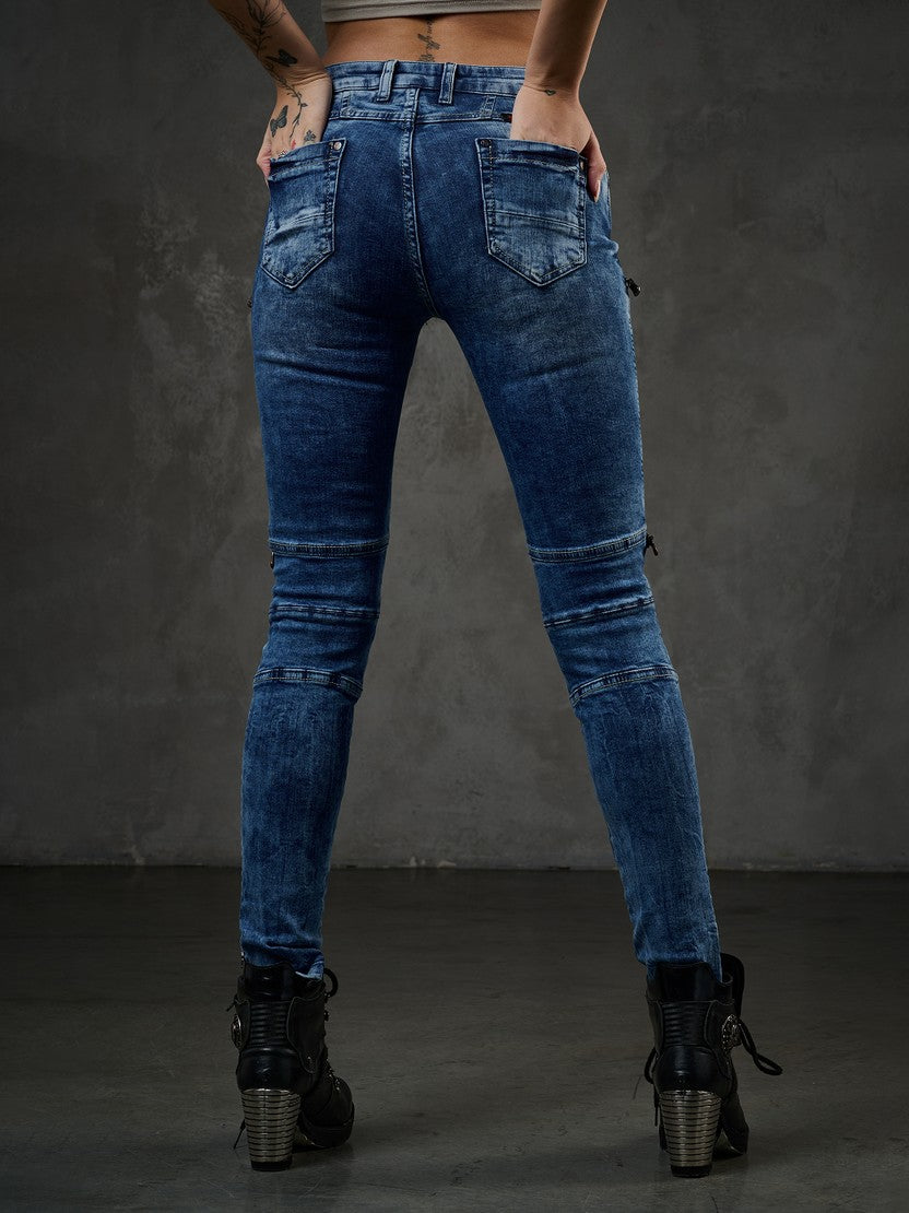 WD365 – Women's jeans with zipper details and biker style