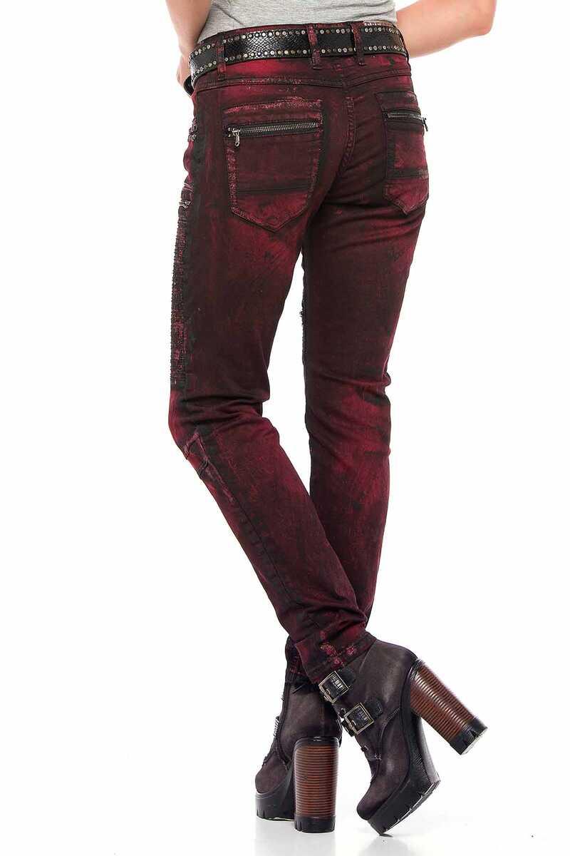 WD388 Women's comfortable jeans with unusual rivet detailing in slim fit