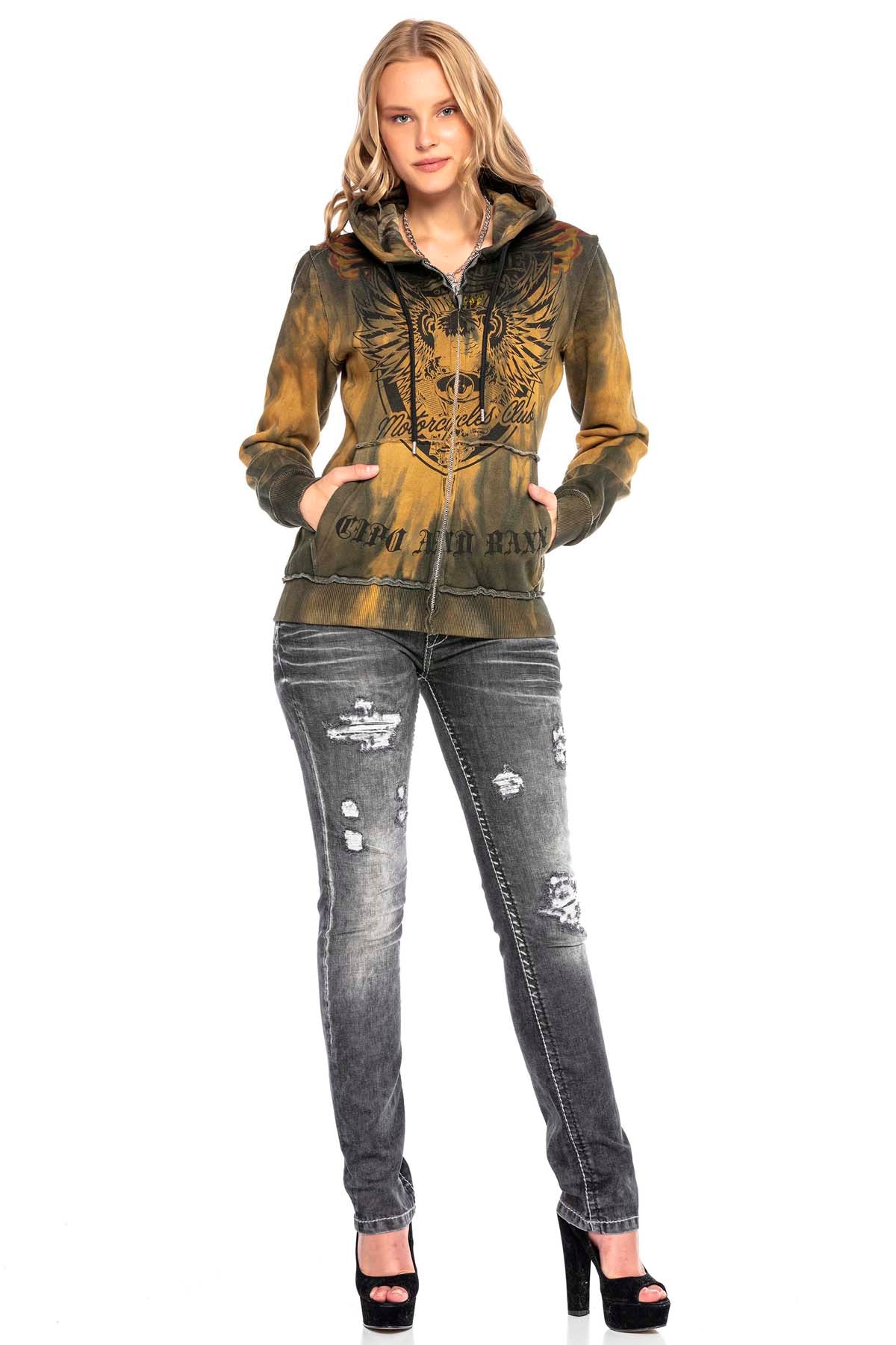 WD432 Women's skinny jeans with trendy distressed details