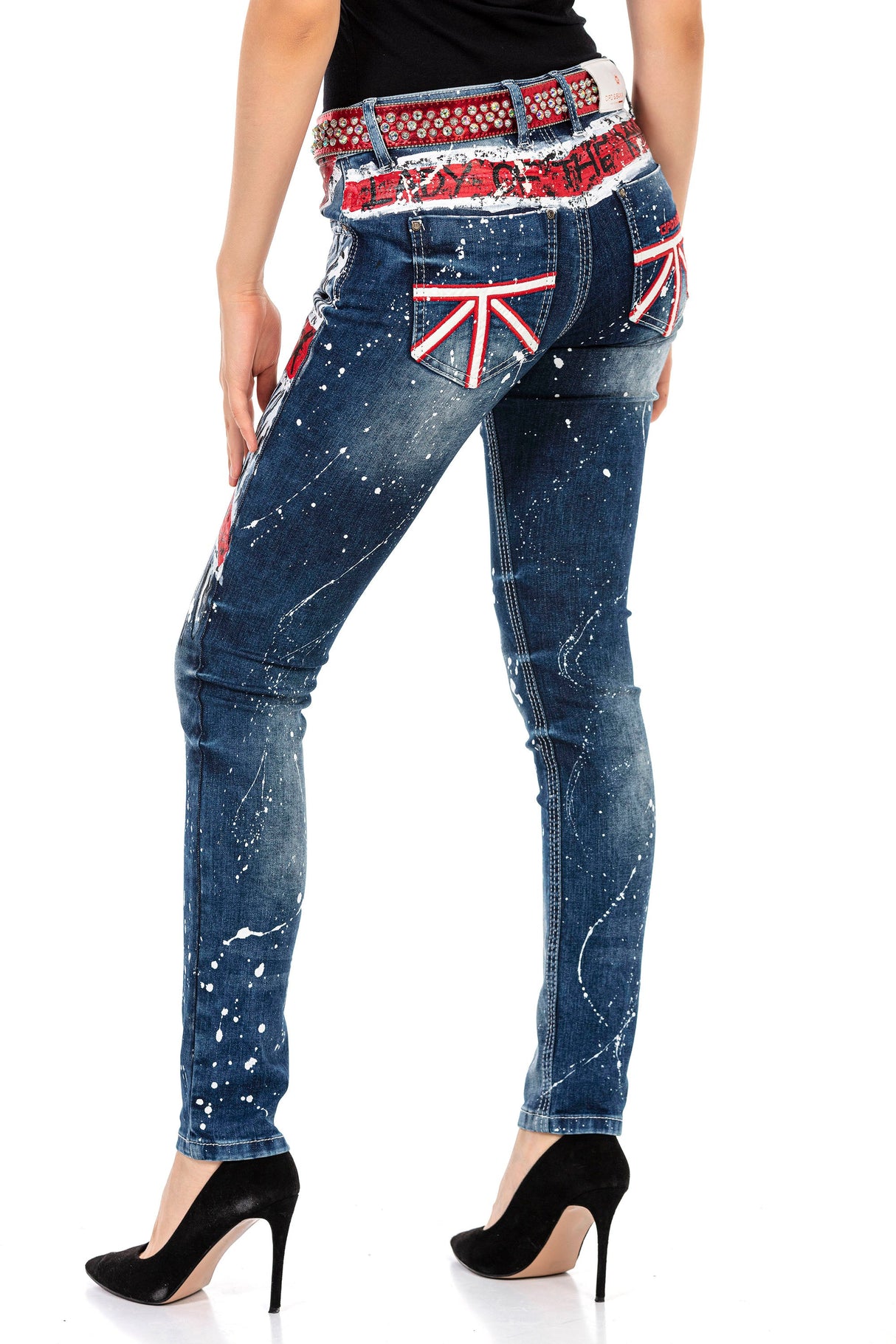 WD455 Women's slim-fit jeans in a vibrant design