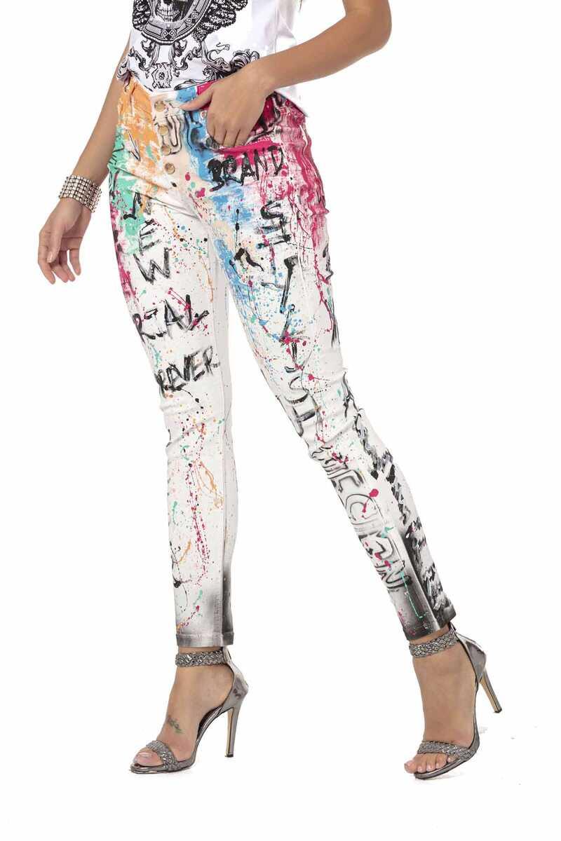 WD472 Women's slim-fit jeans in a vibrant design