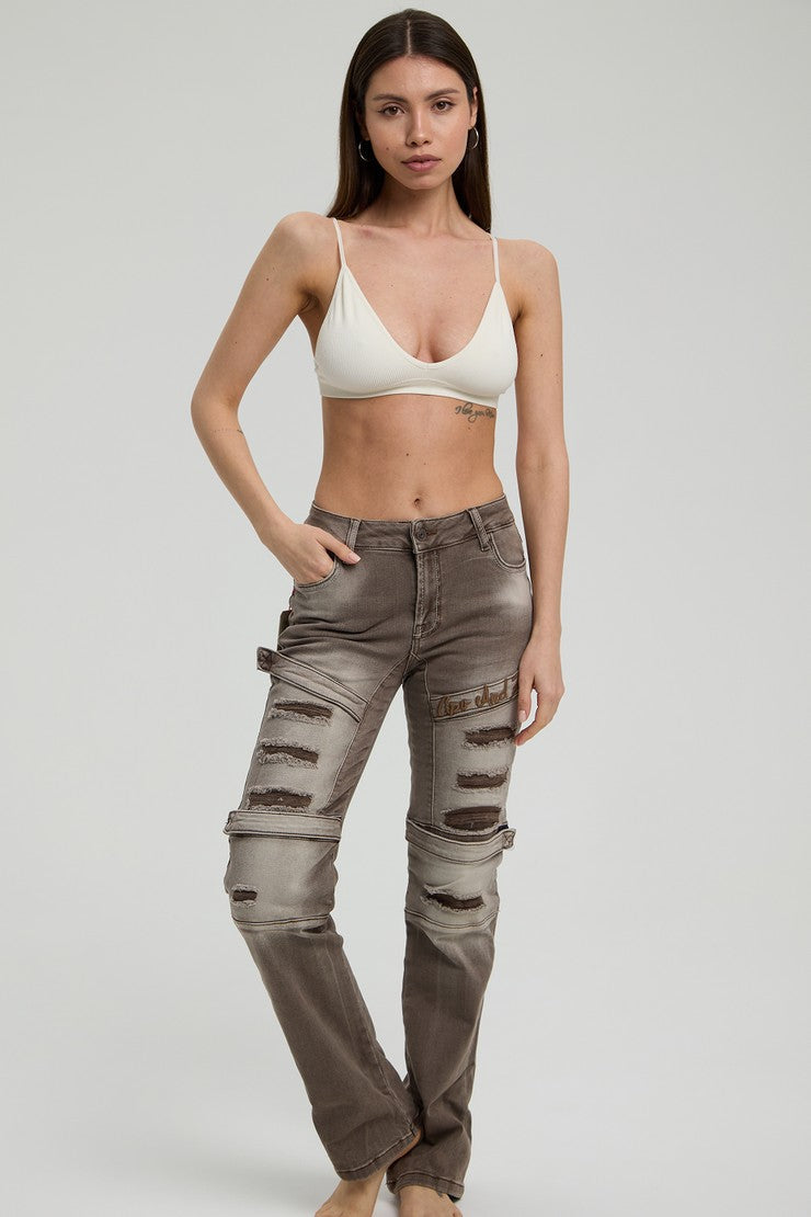 WD529 unusual women's jeans with rips