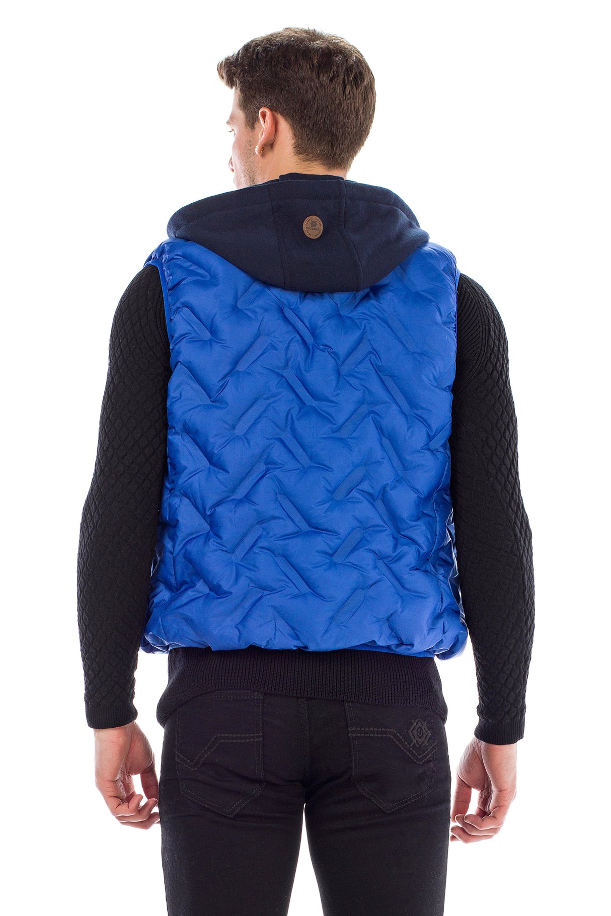 CM151 Men's Winter Vest – Bright Blue with Detachable Hood