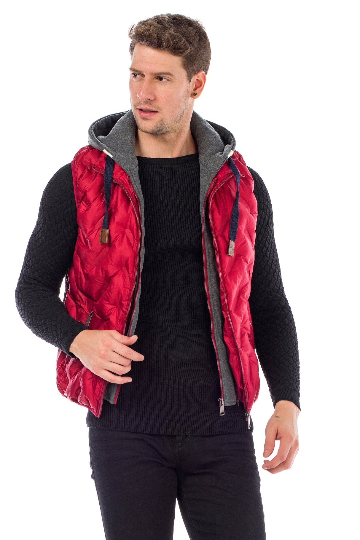 CM151 Men's Winter Vest – Bright Blue with Detachable Hood