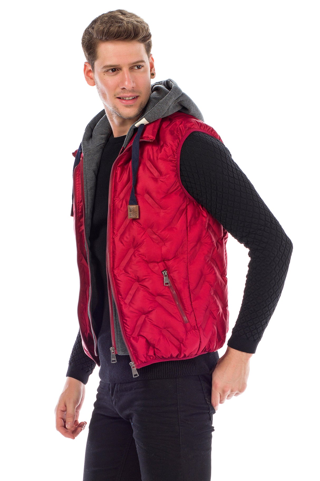 CM151 Men's Winter Vest – Bright Blue with Detachable Hood
