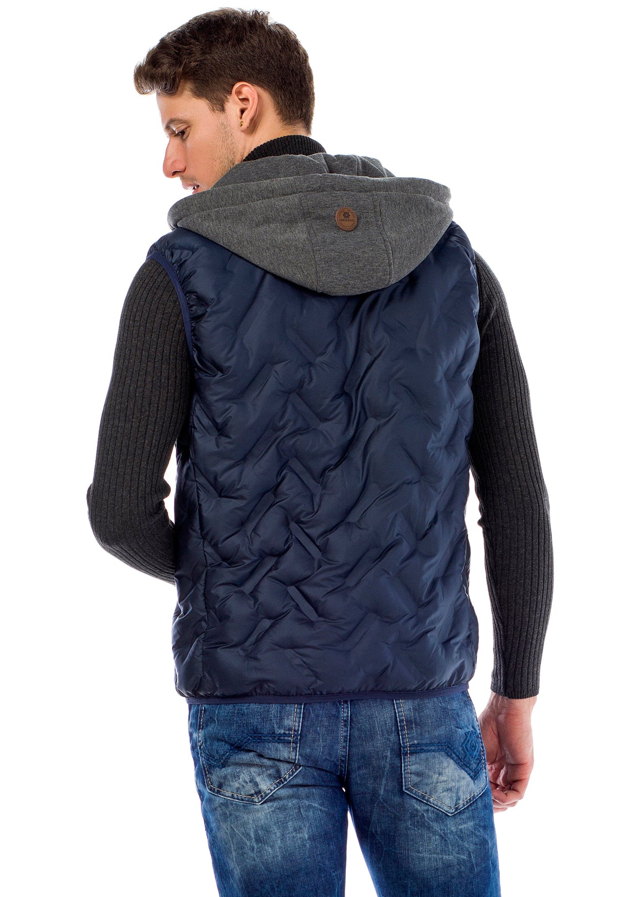 CM151 Men's Winter Vest – Bright Blue with Detachable Hood