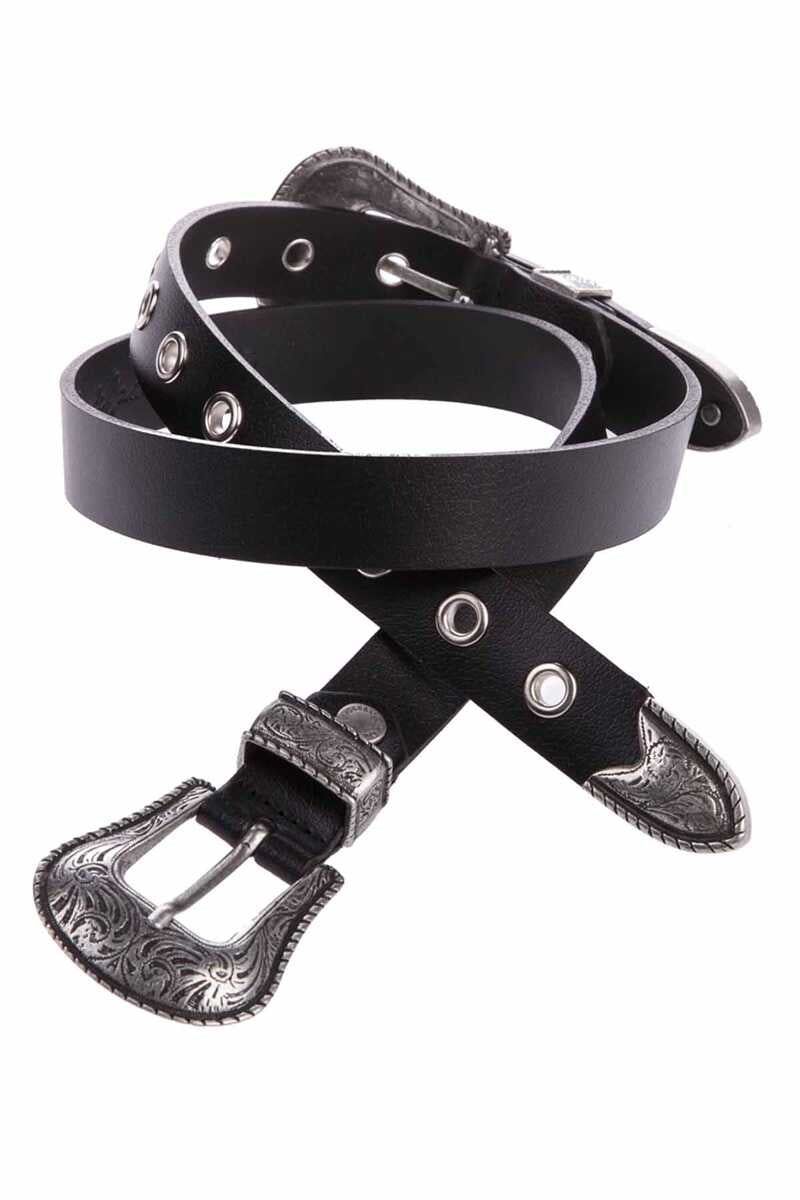 WG115 Women's perforated belt with cowboy buckle look