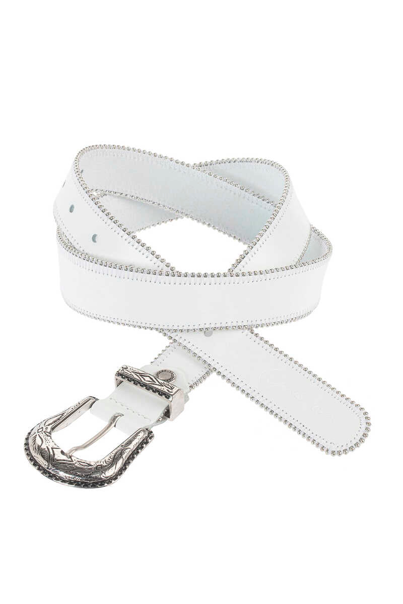 WG117 Women's leather belt with metal buckle