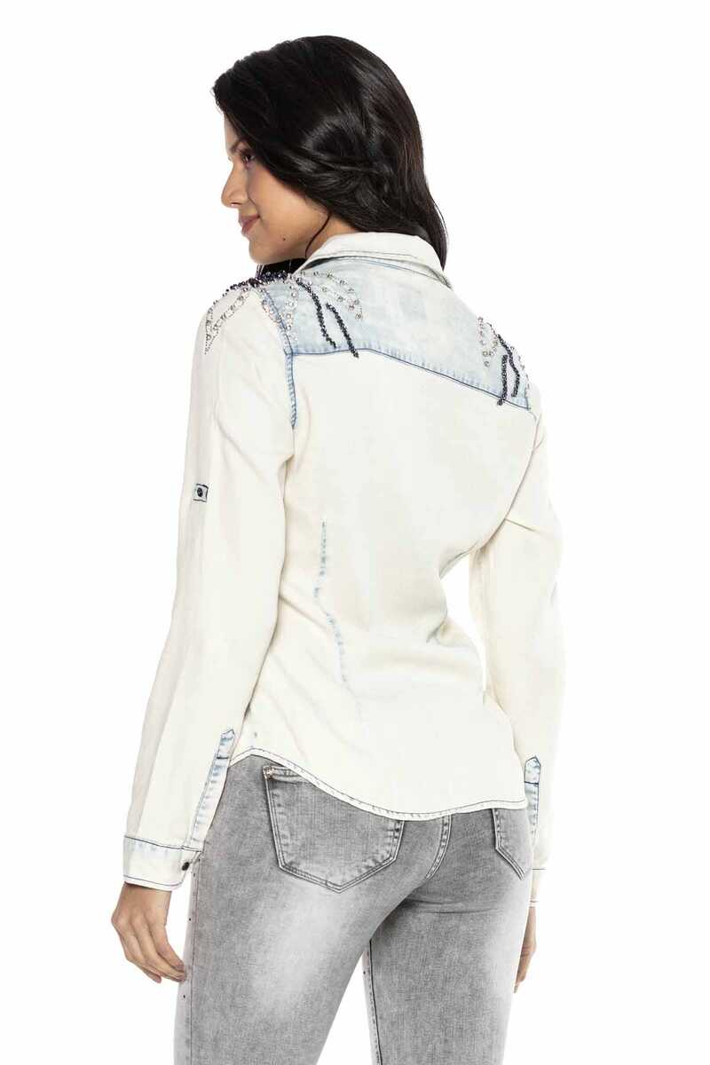 WH115 Women's denim shirt with cool decorative details
