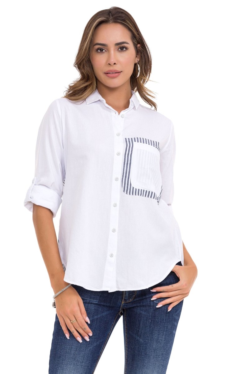 WH128 Women's shirt with striped detail