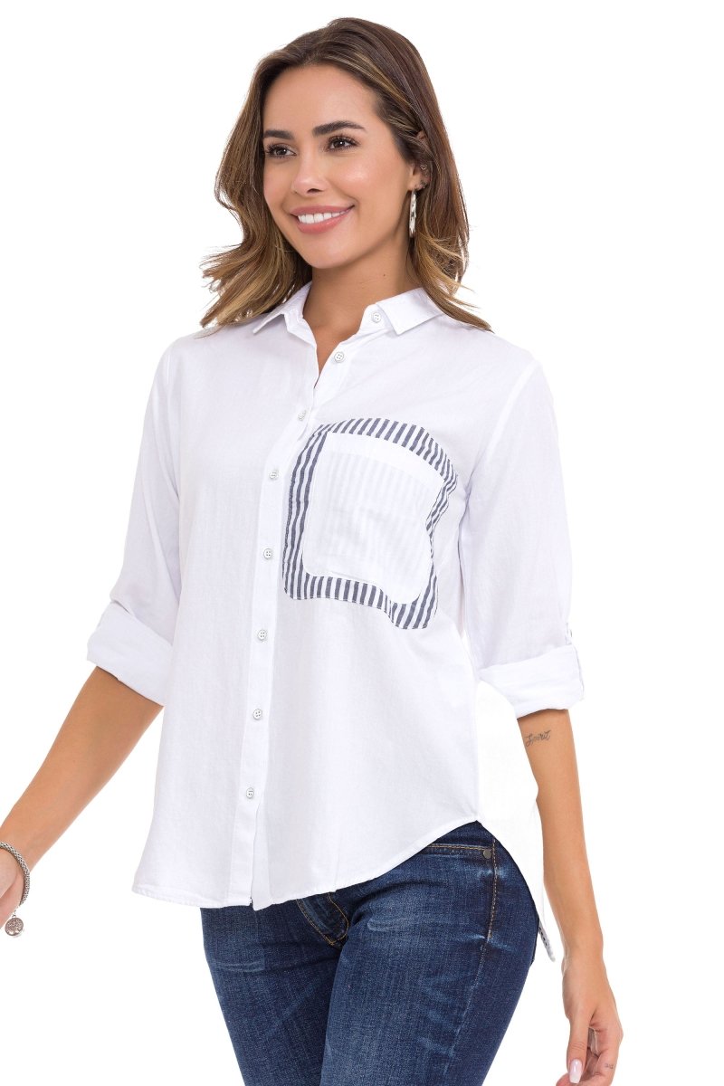 WH128 Women's shirt with striped detail