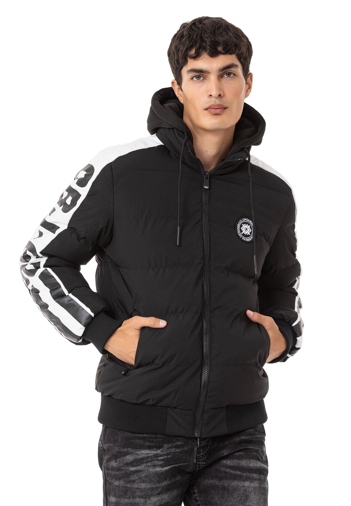 CM222 Men's Winter Jacket – Sporty & eye-catching | Detachable hood with zipper