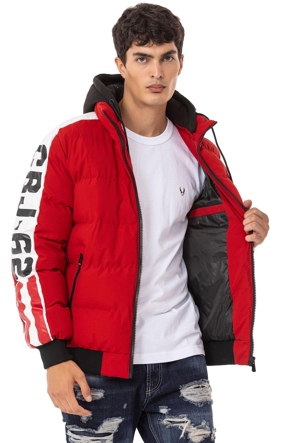 CM222 Men's Winter Jacket – Sporty & eye-catching | Detachable hood with zipper