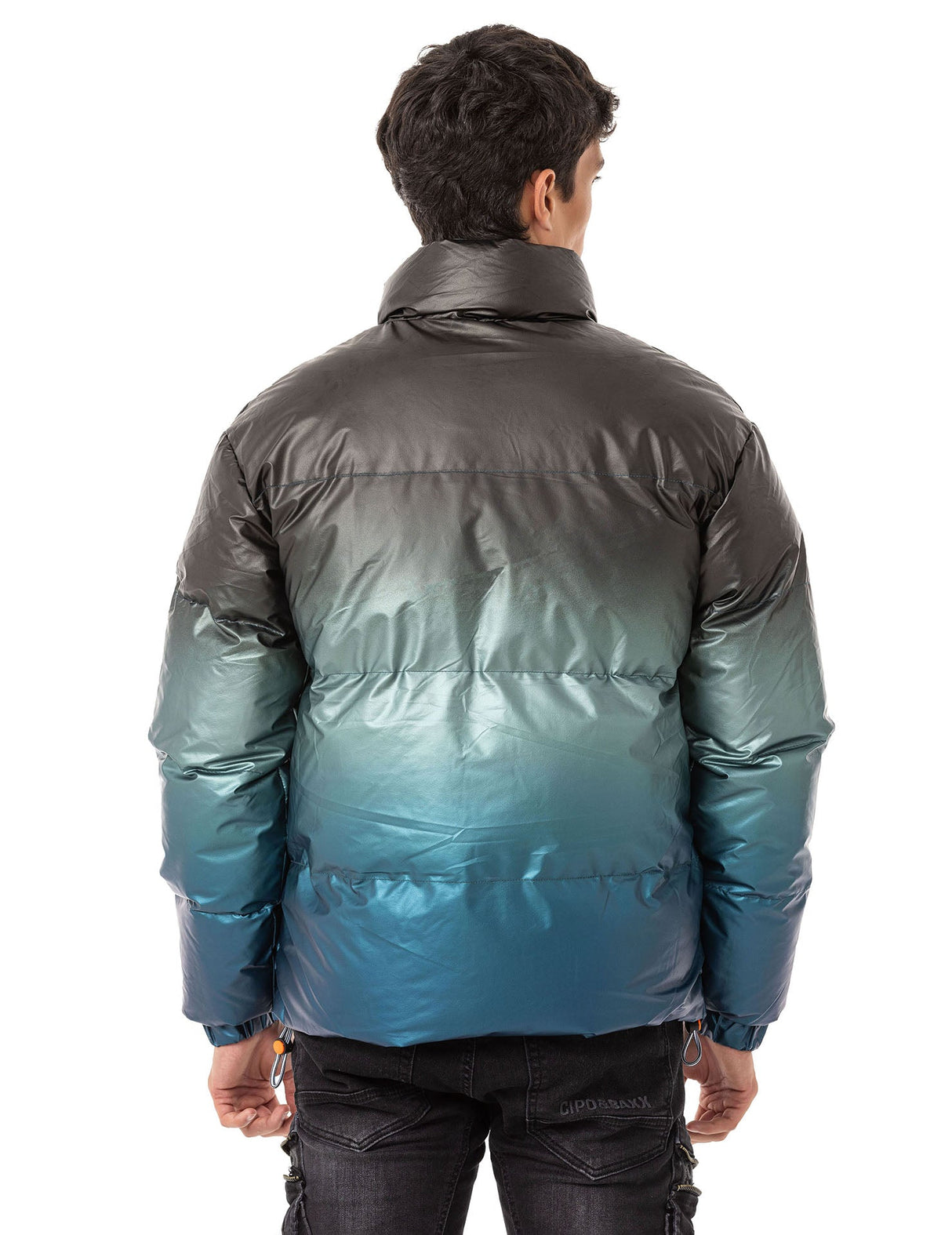 CM221 Men's Winter Jacket – Glossy finish with sporty color gradient & functional zippers