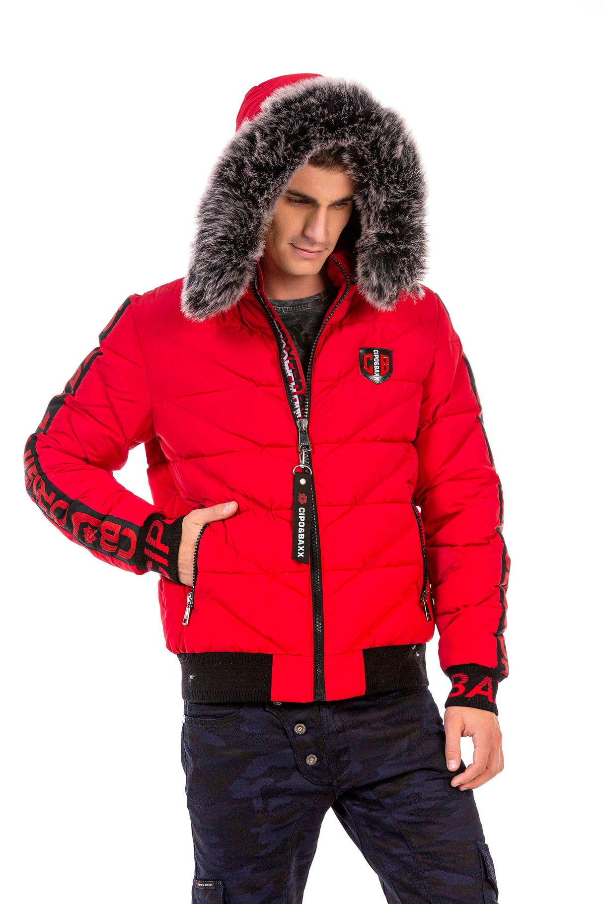 CM188 Men's Winter Jacket – Detachable Hood & Functional Details