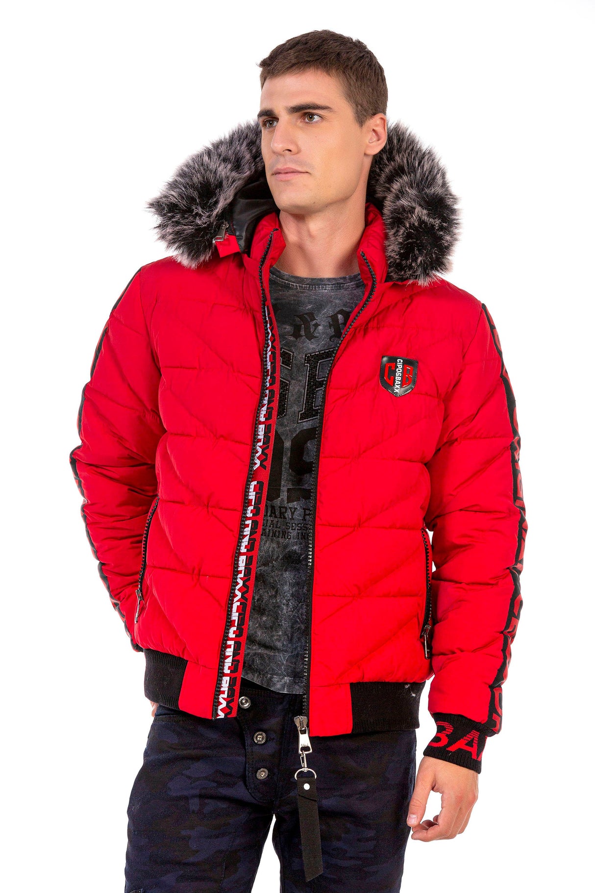 CM188 Men's Winter Jacket – Detachable Hood & Functional Details