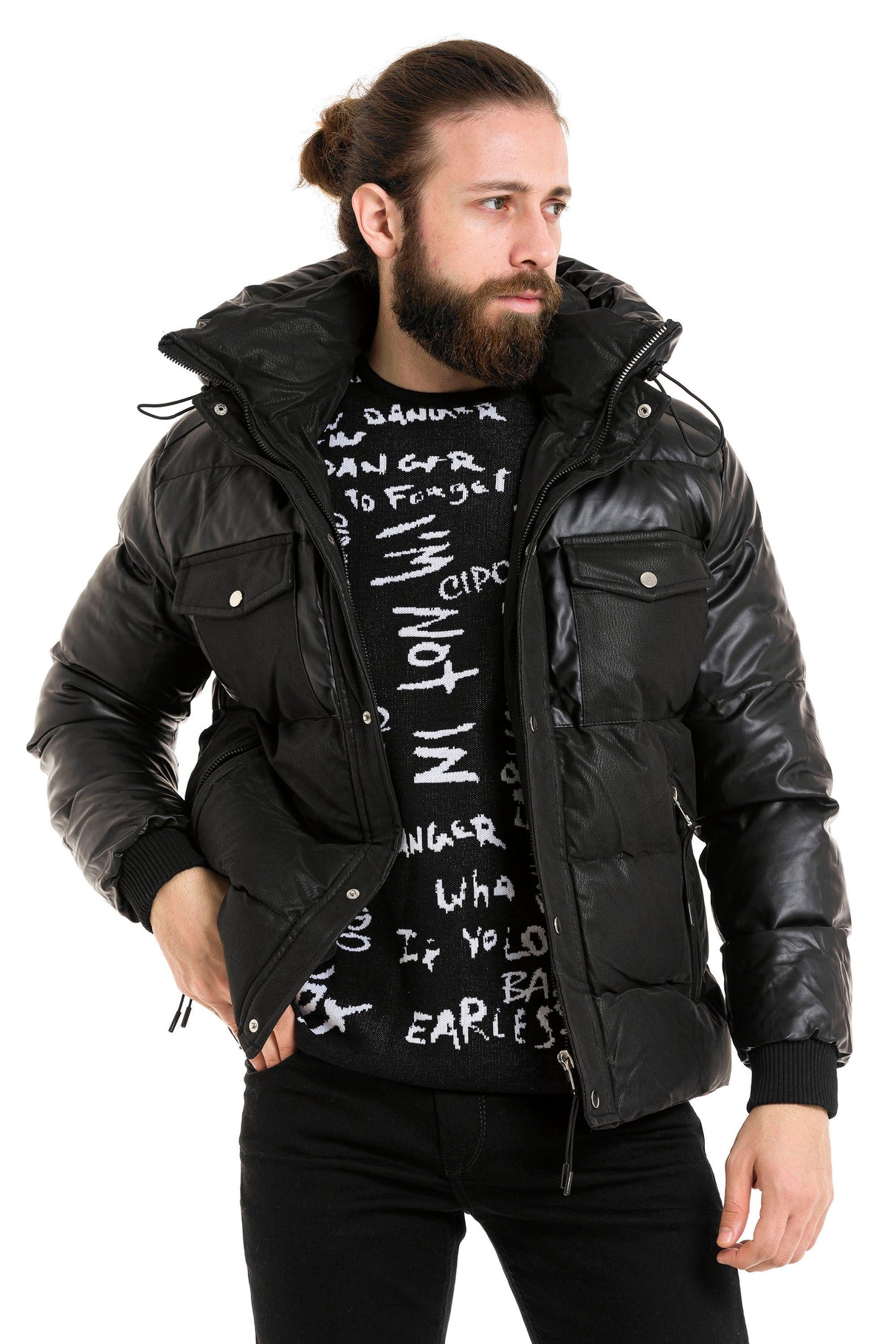CM212 Men's Winter Jacket – with detachable hood & functional details