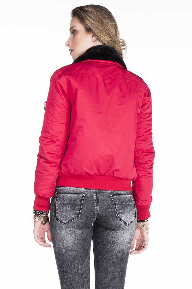 WJ141 Women's Bomber Jacket with Detachable Fur Collar