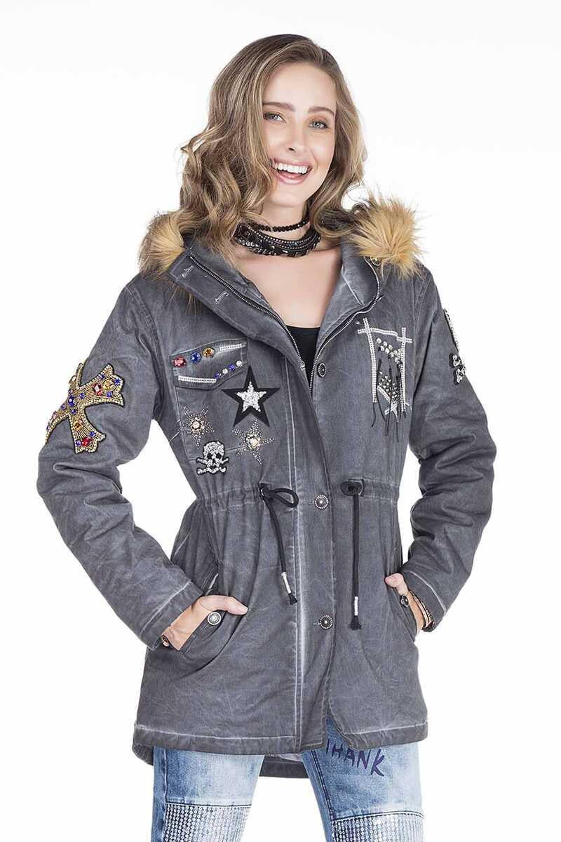 WJ144 Women's outdoor jacket with stylish appliqués