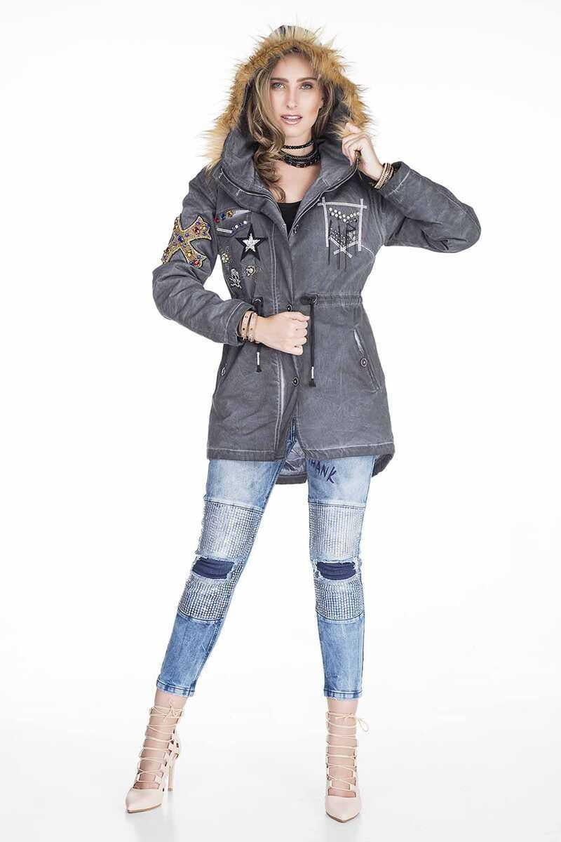 WJ144 Women's outdoor jacket with stylish appliqués