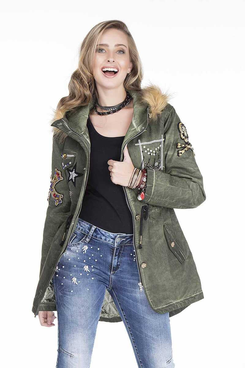 WJ144 Women's outdoor jacket with stylish appliqués