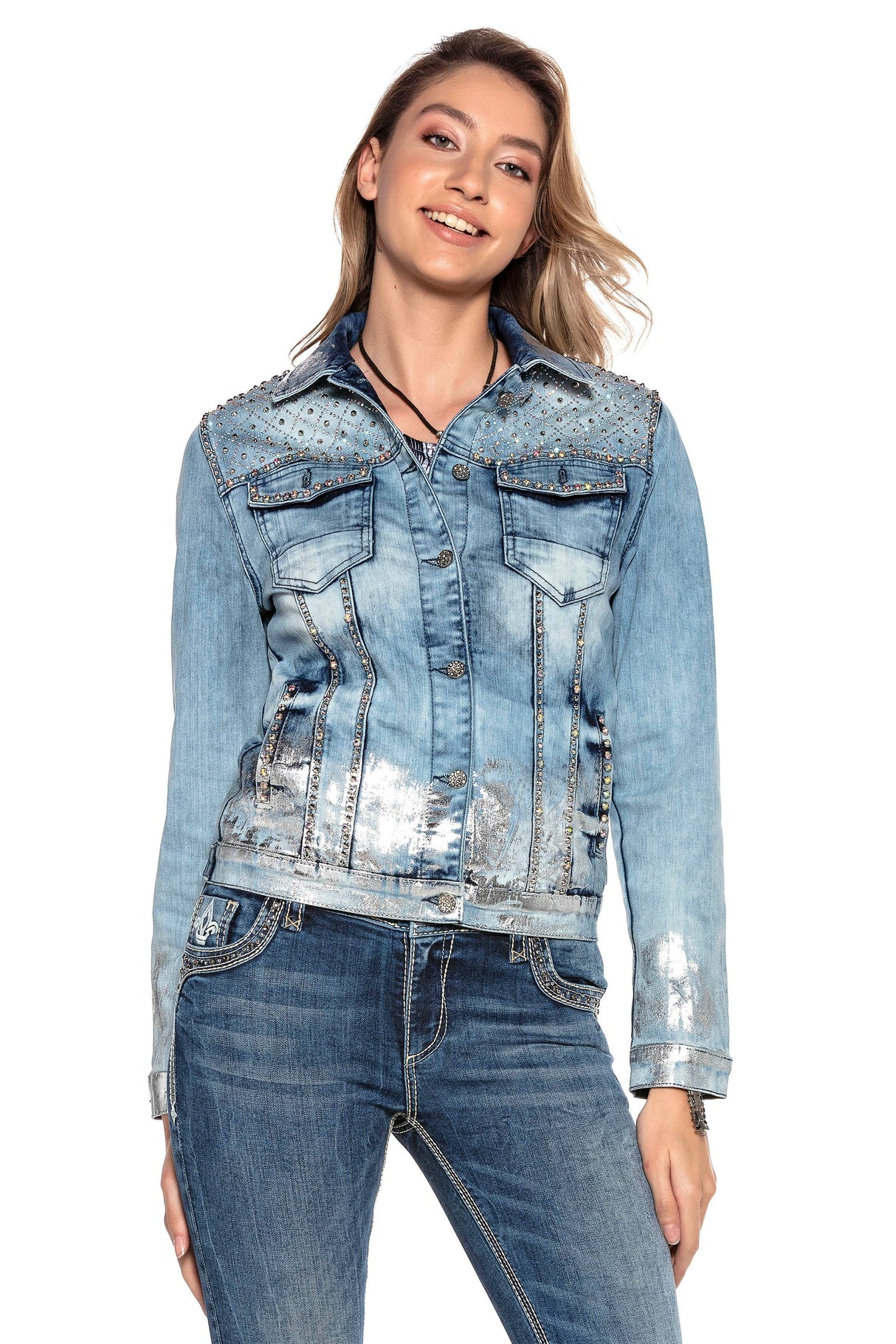 WJ174 Women's Jacket with Denim Look Highlight