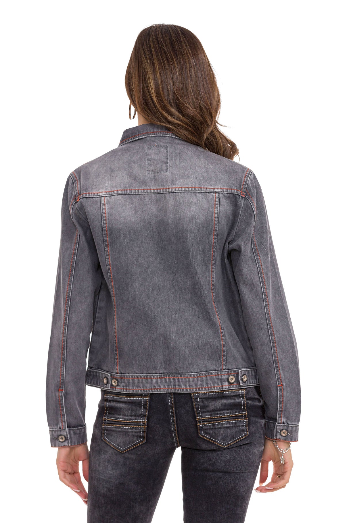 WJ206 Women's denim jacket with contrasting stitching