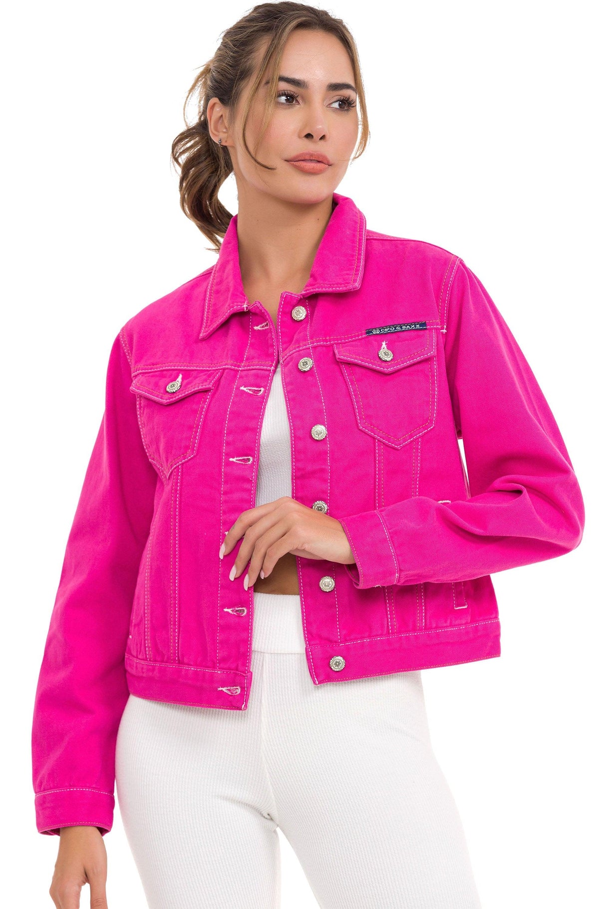 WJ212 Women's denim jacket with stylish, eye-catching elements