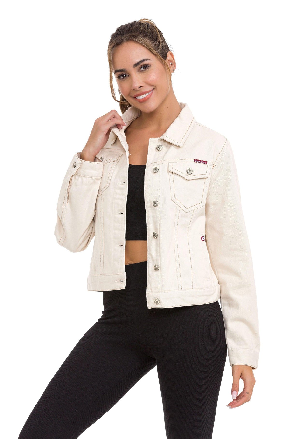 WJ212 Women's denim jacket with stylish, eye-catching elements