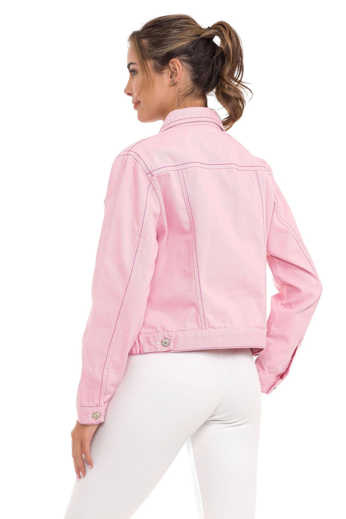WJ212 Women's denim jacket with stylish, eye-catching elements