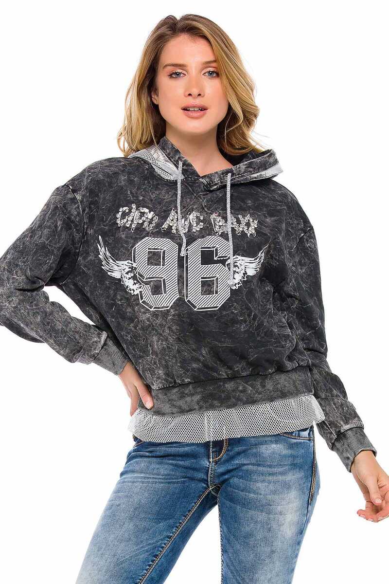 WL207 Women's hooded sweatshirt in a sporty college look