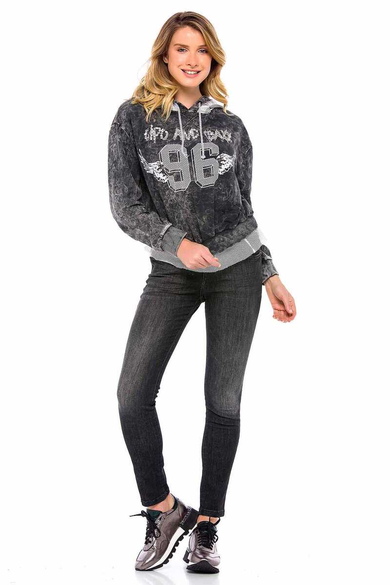 WL207 Women's hooded sweatshirt in a sporty college look
