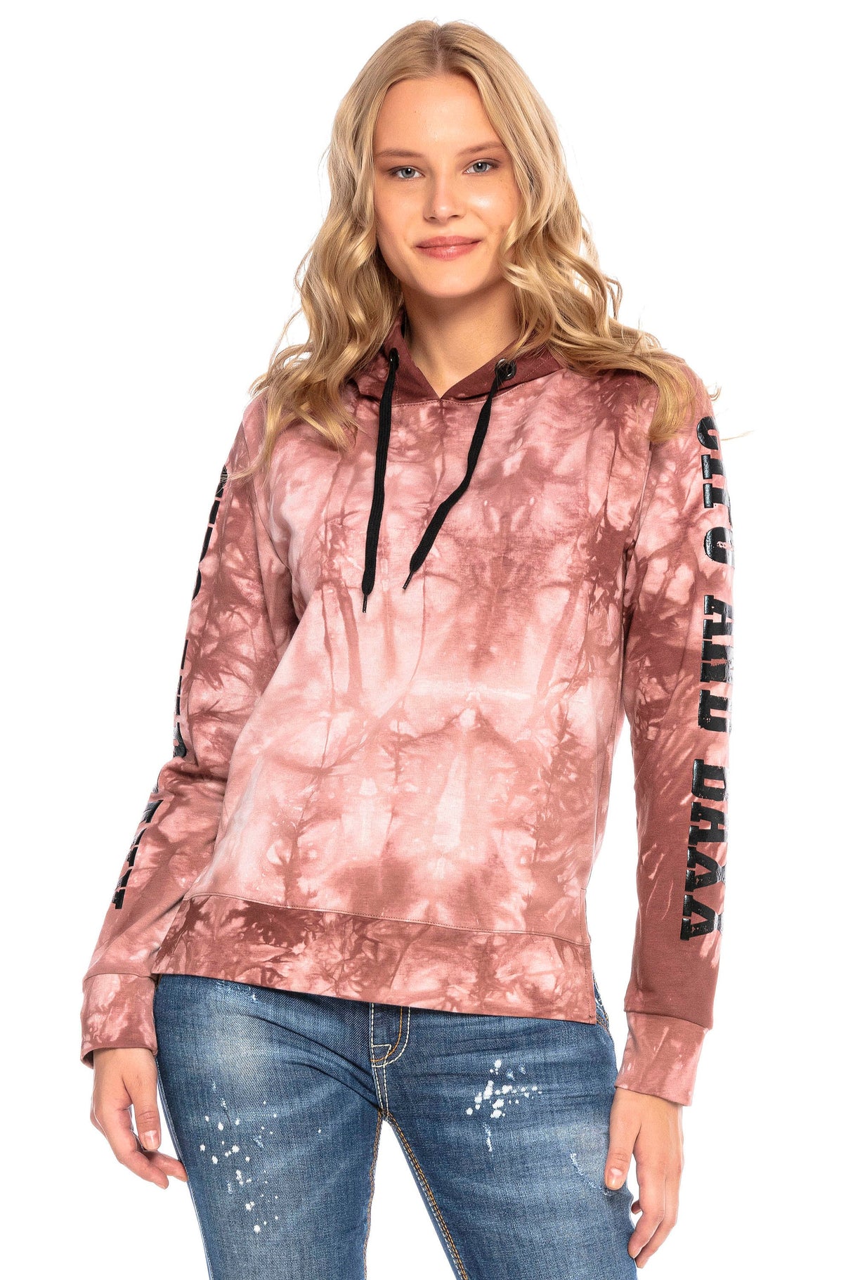 WL255 Women's hooded sweatshirt with stylish batik pattern