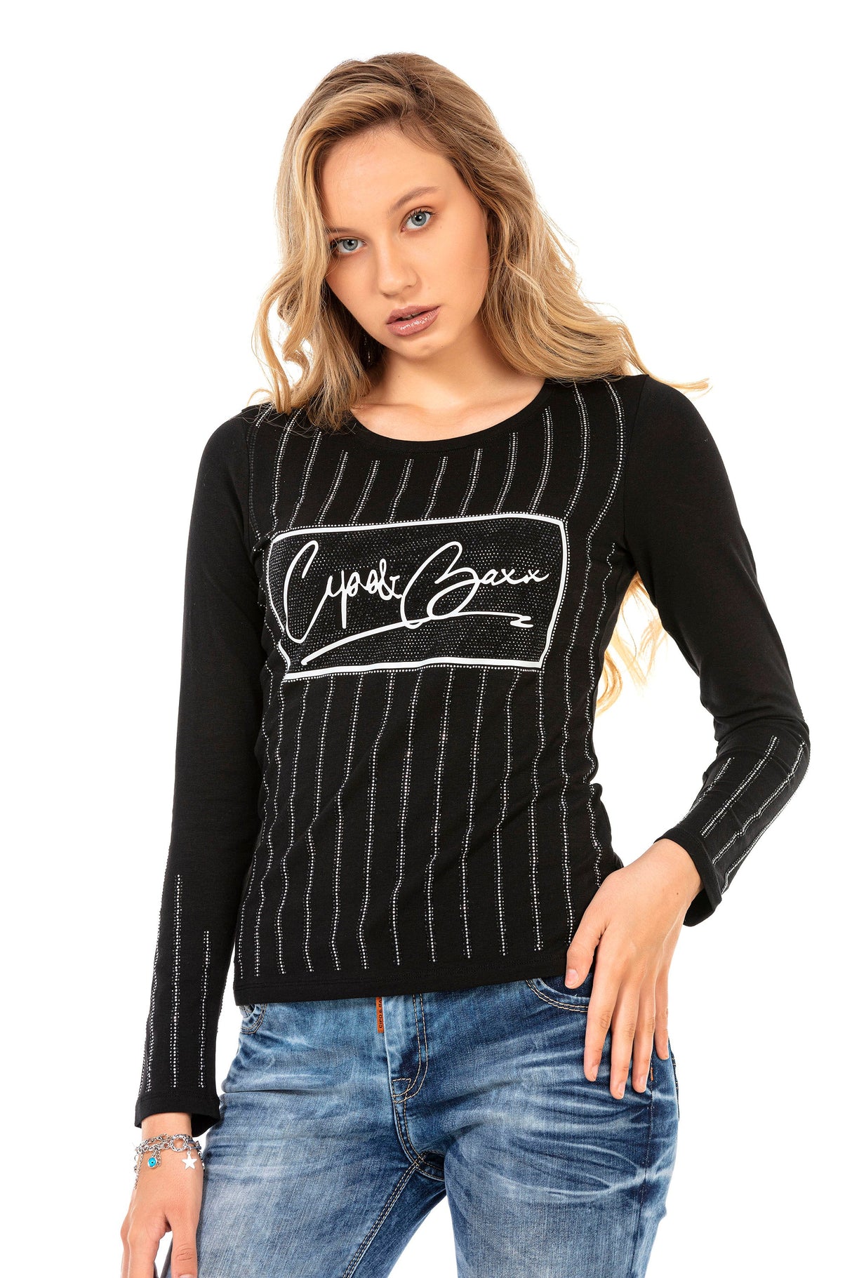 WL289 Women's long-sleeved shirt with fashionable front print