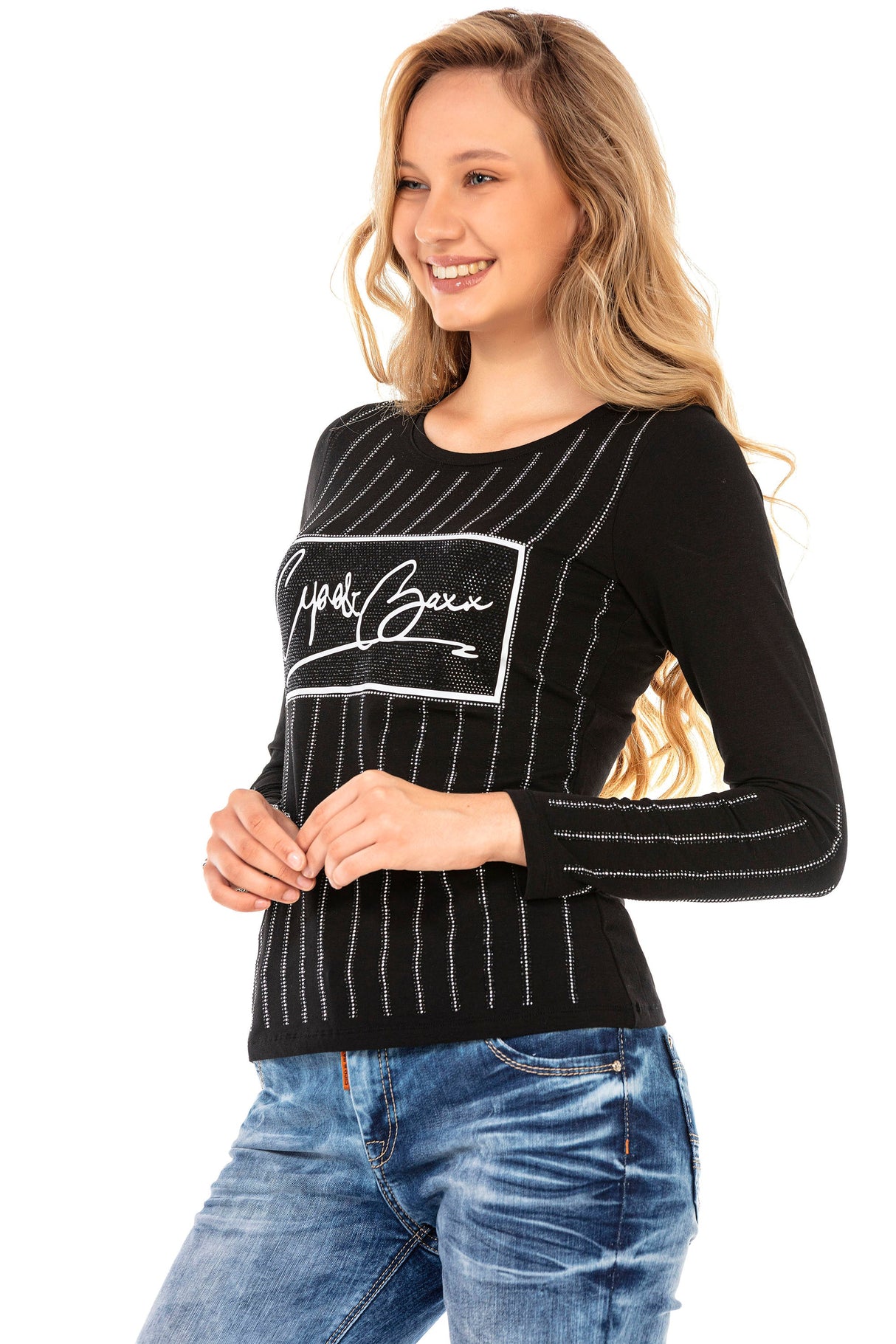 WL289 Women's long-sleeved shirt with fashionable front print