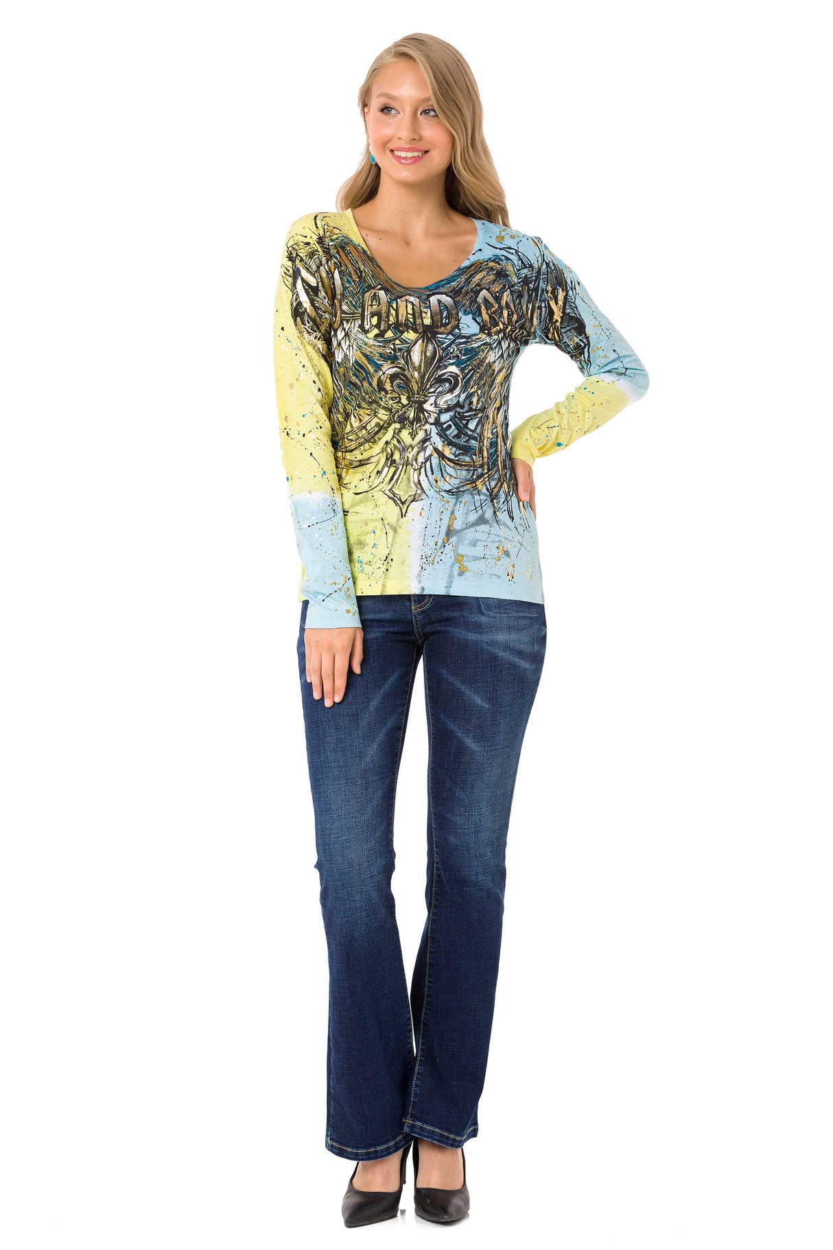 WL335 women's long-sleeved shirt with cool brand print