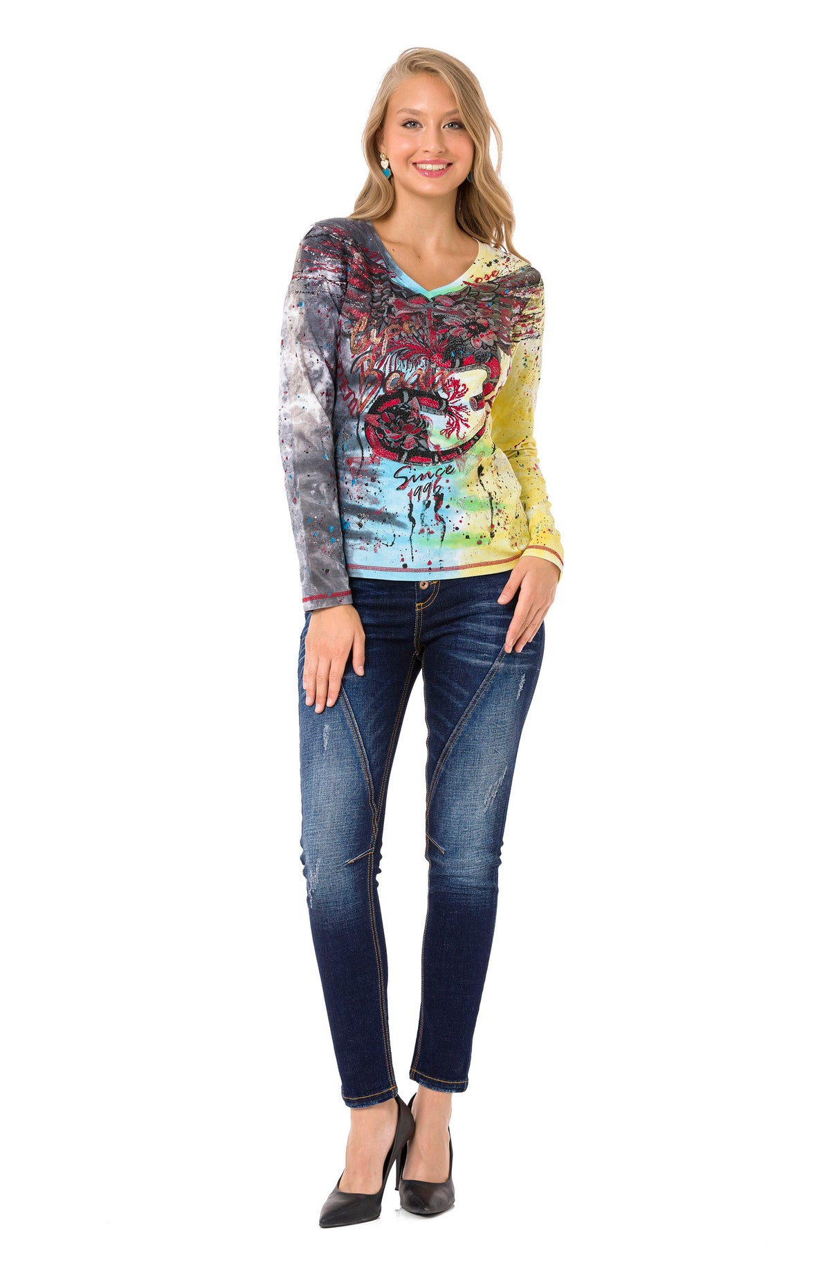 WL339 women's long-sleeved shirt with cool brand print