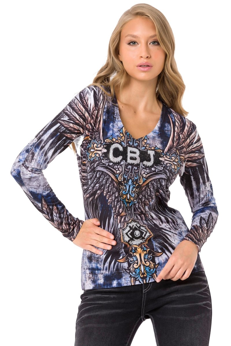WL340 Women's long-sleeved shirt with cool all-over print